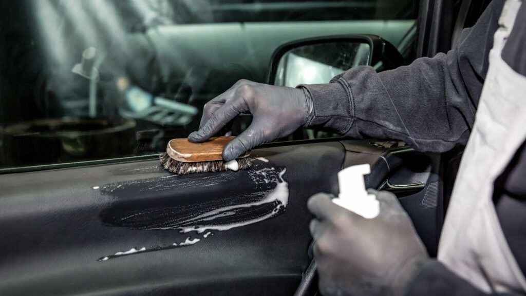 black leather car seat repair